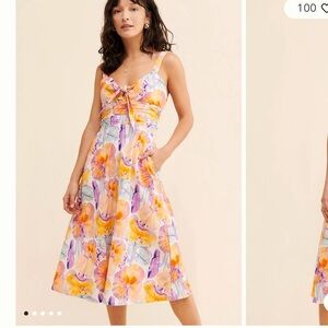 Anthropologie x Cecilia Pettersson Tie Front Floral Midi Dress